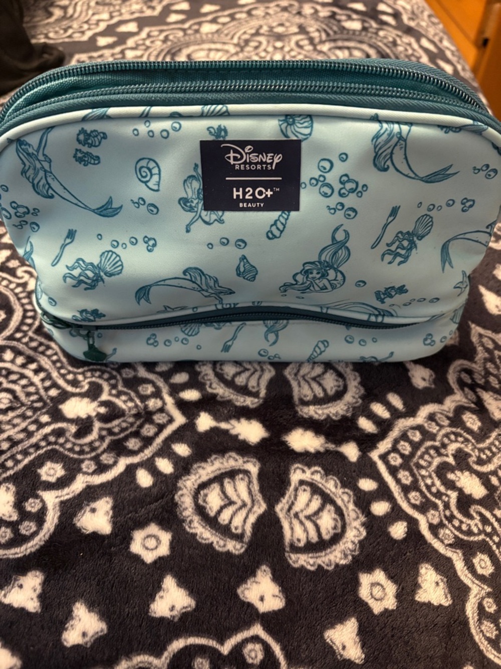 Ariel Print Light Teal Cosmetic Bag